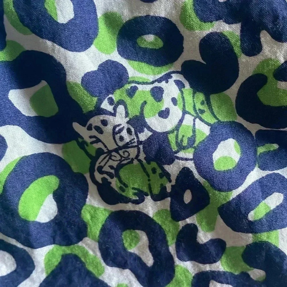 Lilly Pulitzer Thrill of the Chase Animal Cheetah Prt Blue Green Cotton Top Sz M - Picture 7 of 9